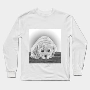 Golden Retriever Puppy Pencil Drawing Long Sleeve T-Shirt